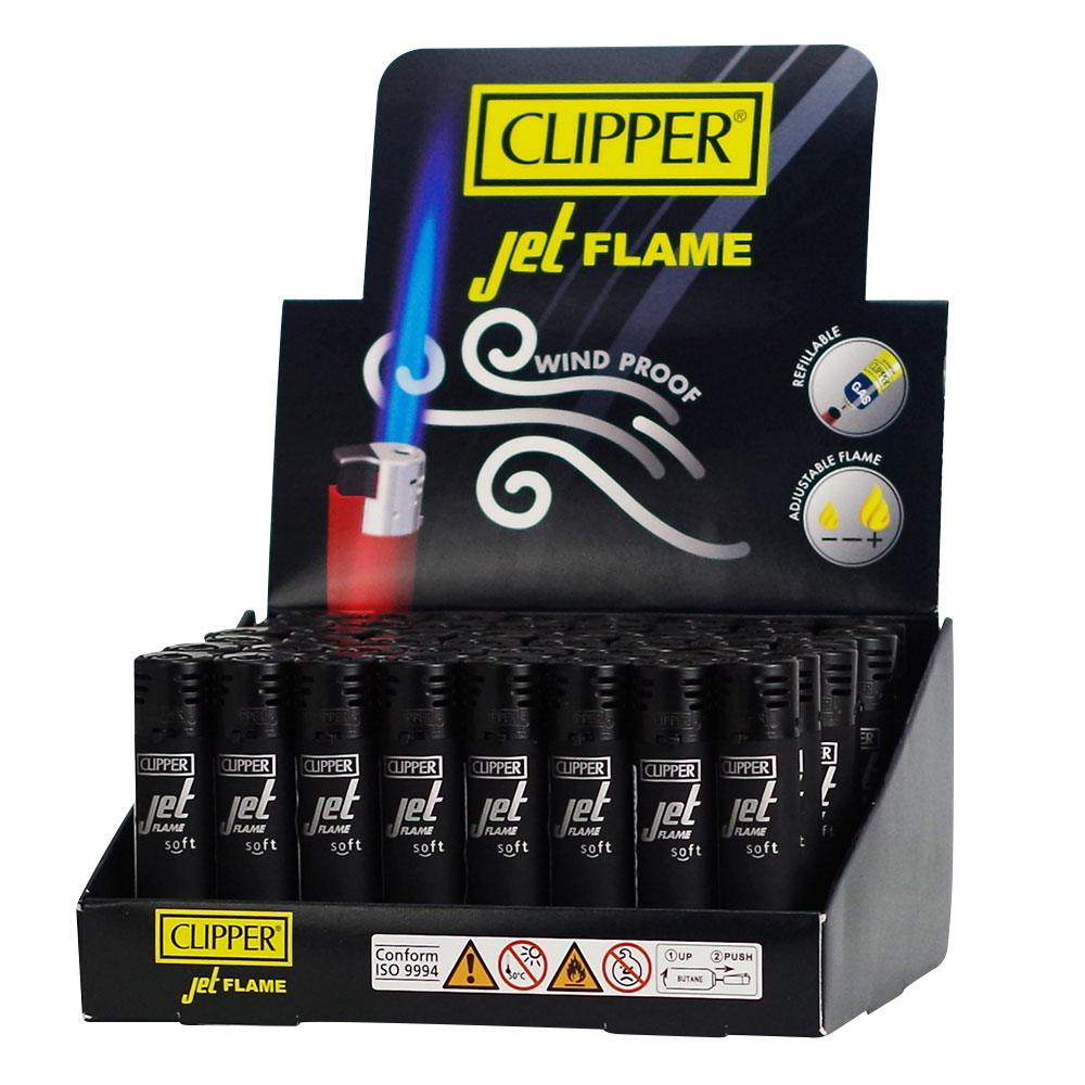 Clipper Lighter Jet Flame Large 48ct Display (All Black)