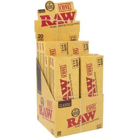 Raw Classic Cones 1 1/4 84mm/24mm 20pk 12ct display