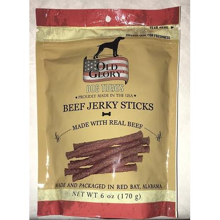 OLD GLORY BEEF JERKY STICKS DOG TREATS 6oz/8 count display box