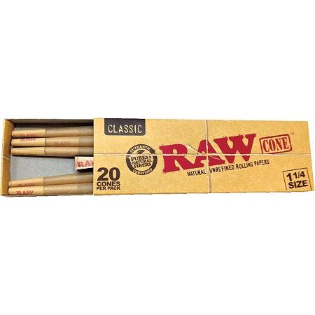 Raw Classic Cones 1 1/4 84mm/24mm 20pk 12ct display