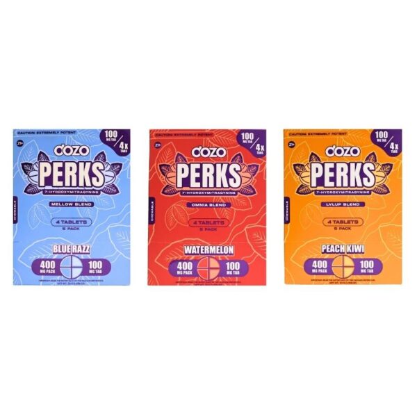 Dozo Perks 7-hydroxymitragynine Tablets 400mg 4pk 5ct Display