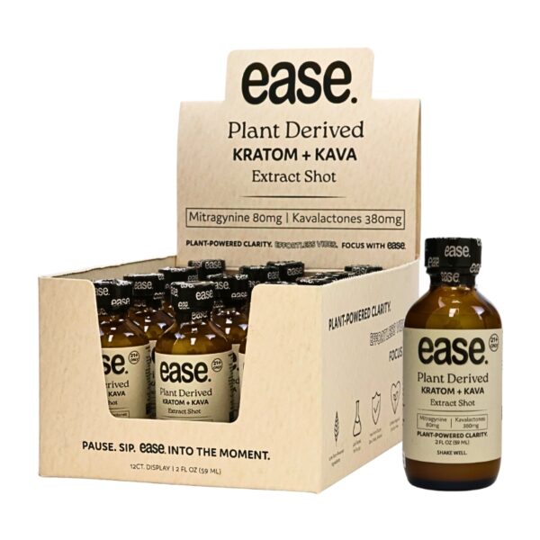 EASE Plant Derived Kratom & Kava Shot 12ct Display