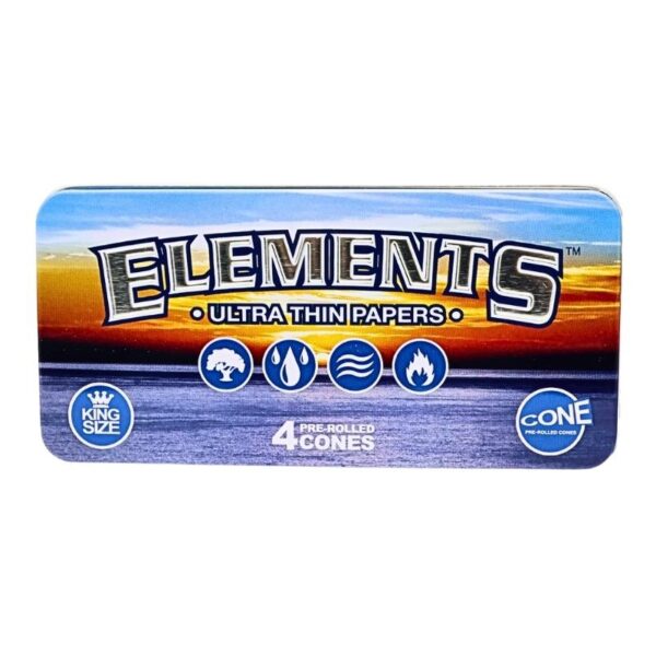 Elements King Size Cone Tin 4pk 12ct Display
