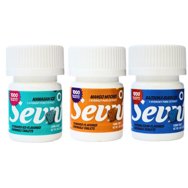 Sevn 7-hydroxymitragynine Kratom Extract Chewable Tablets 1000mg 10ct Bottle