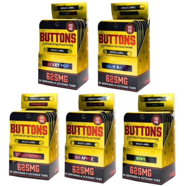 Buttons 7OH Kratom Extract Tablets 625mg 5pk 10ct Display