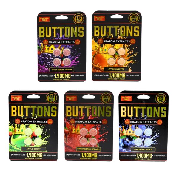 Buttons Kratom Extract Tablets 1400mg 4pk 10ct Display |350mg per tablet