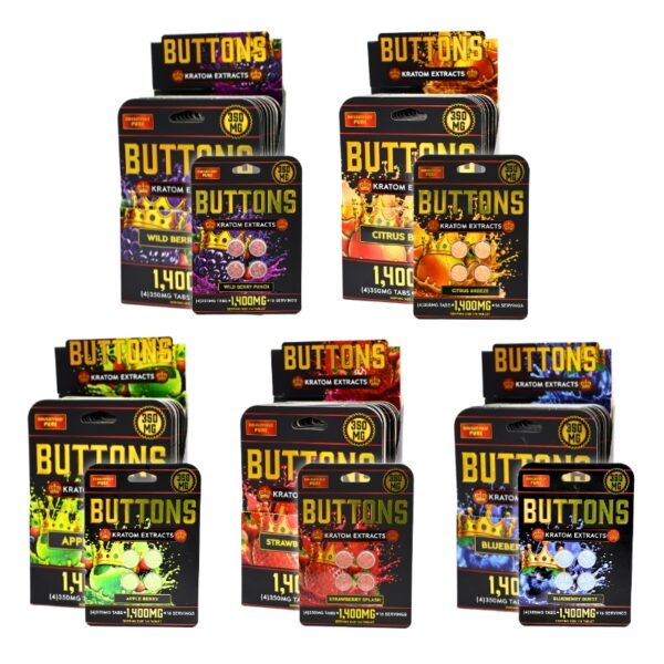 Buttons Kratom Extract Tablets 1400mg 4pk 10ct Display |350mg per tablet