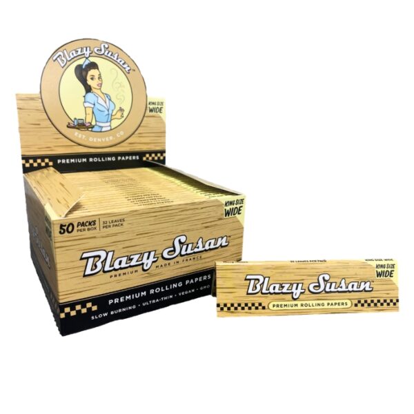 Blazy Susan King Size Wide Rolling Papers 32pk 50ct Display | Unbleached