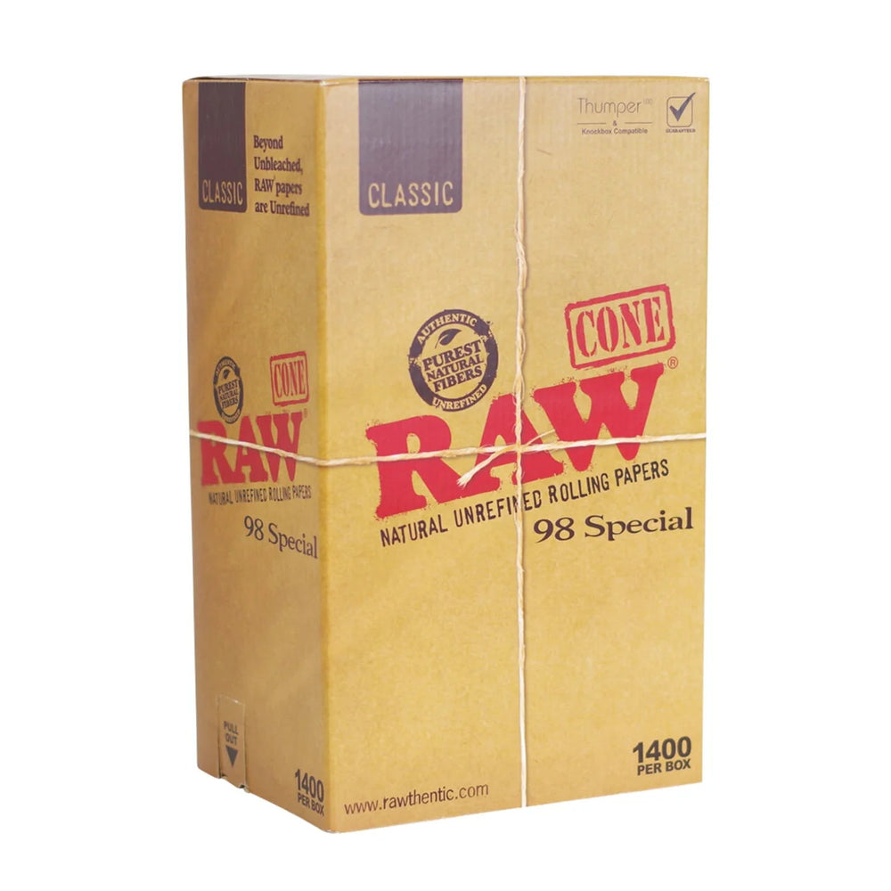Raw Classic Unrefined Cones Special 98mm/20mm 1400 count Bulk Box