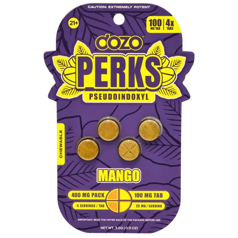 Dozo Perks 7-hydroxymitragynine + Pseudo Tablets 400mg 4pk 5ct Display
