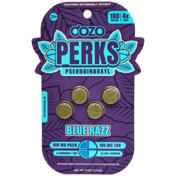 Dozo Perks 7-hydroxymitragynine + Pseudo Tablets 400mg 4pk 5ct Display