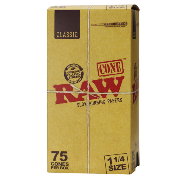 RAW Backrolled Cones 75ct Bulk Box (Classic 1 1/4)