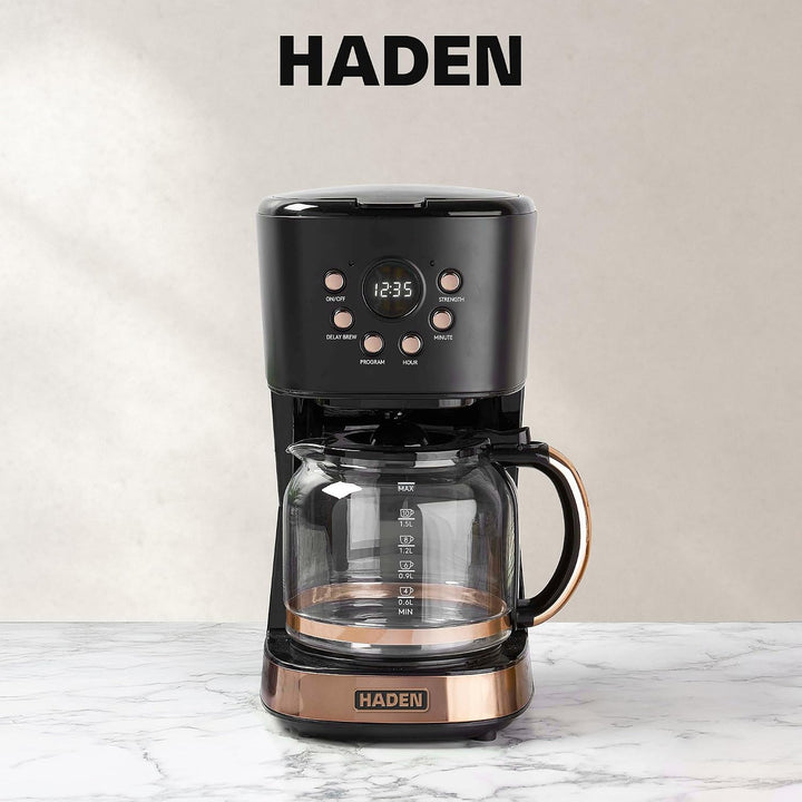 Haden 12 cup Drip Coffee Maker Black and copper color