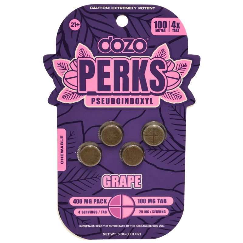 Dozo Perks 7-hydroxymitragynine + Pseudo Tablets 400mg 4pk 5ct Display