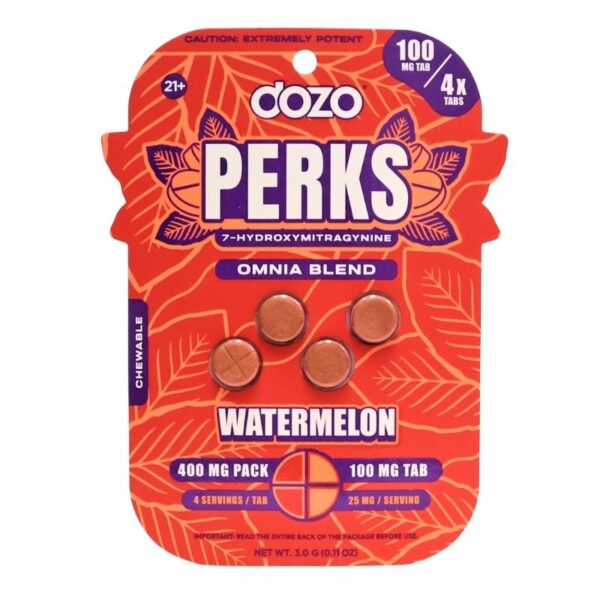 Dozo Perks 7-hydroxymitragynine Tablets 400mg 4pk 5ct Display
