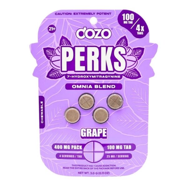 Dozo Perks 7-hydroxymitragynine Tablets 400mg 4pk 5ct Display