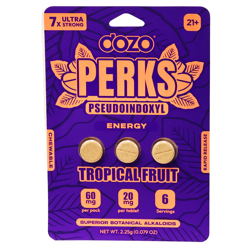 Dozo Perks Pseudoindoxyl Tablets 60mg 3pk 10ct Display (Tropical Fruit)