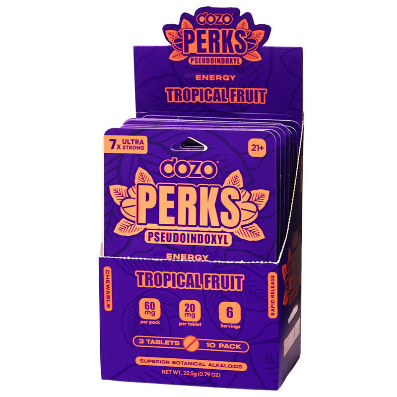 Dozo Perks Pseudoindoxyl Tablets 60mg 3pk 10ct Display (Tropical Fruit)