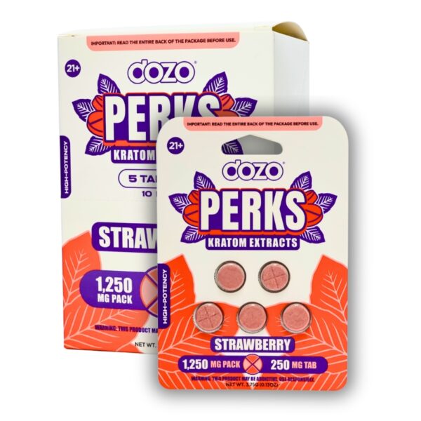 Dozo Perks Kratom Extract Tablets 1250mg 5pk 10ct Display