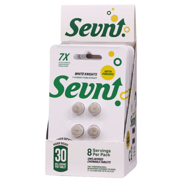 Sevn Premium 7-Hydroxymitragynine Kratom Extract Chewable Tablets 30mg 4pk 10ct Display