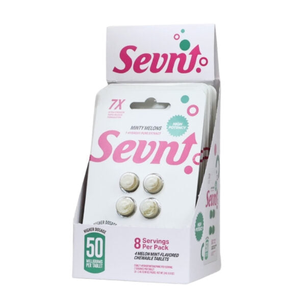 Sevn Premium 7-Hydroxymitragynine Kratom Extract Chewable Tablets 50mg 4pk 10ct Display