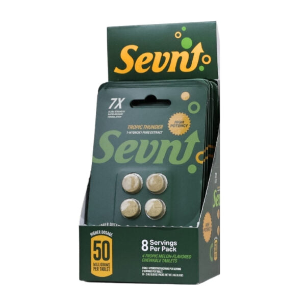 Sevn Premium 7-Hydroxymitragynine Kratom Extract Chewable Tablets 50mg 4pk 10ct Display