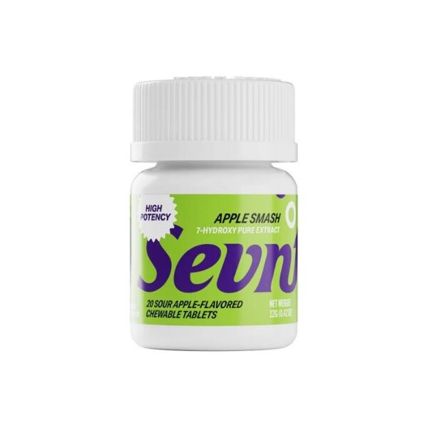 Sevn 7-hydroxymitragynine Kratom Extract Chewable Tablets 40mg 20pk 8ct Bottles Display
