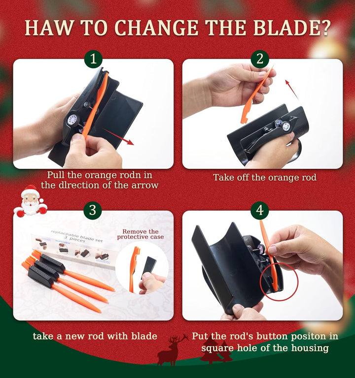 Wrapping Paper Cutter with 3 Replace Blade, Gift Wrap Cutter with Easy-Grip Handle for Rolls Paper, Easy Cut for Christmas Gifts, Holiday Wrapping, and Craft Projects, Portable Design for Home Use