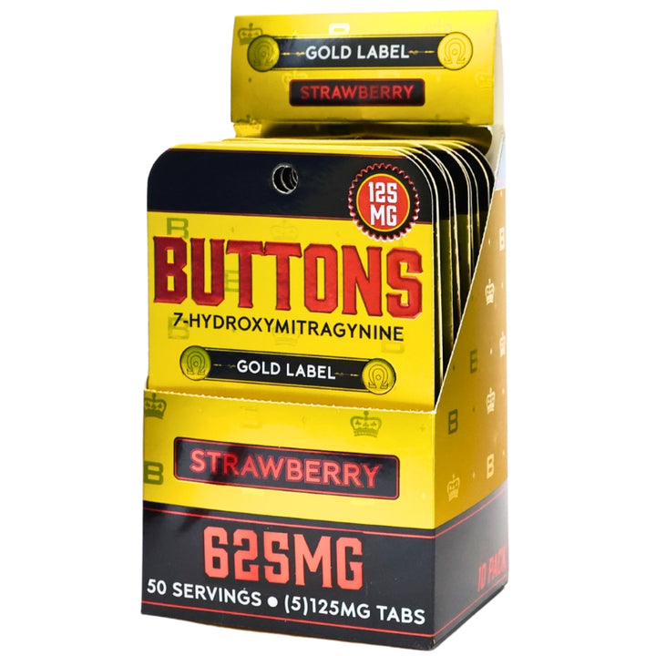 Buttons 7OH Kratom Extract Tablets 625mg 5pk 10ct Display