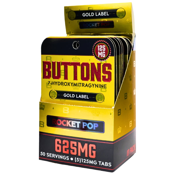 Buttons 7OH Kratom Extract Tablets 625mg 5pk 10ct Display