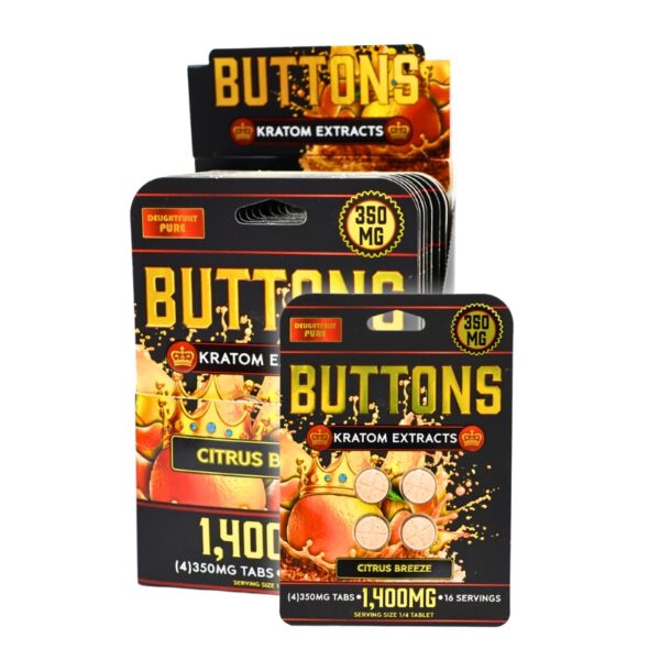 Buttons Kratom Extract Tablets 1400mg 4pk 10ct Display |350mg per tablet