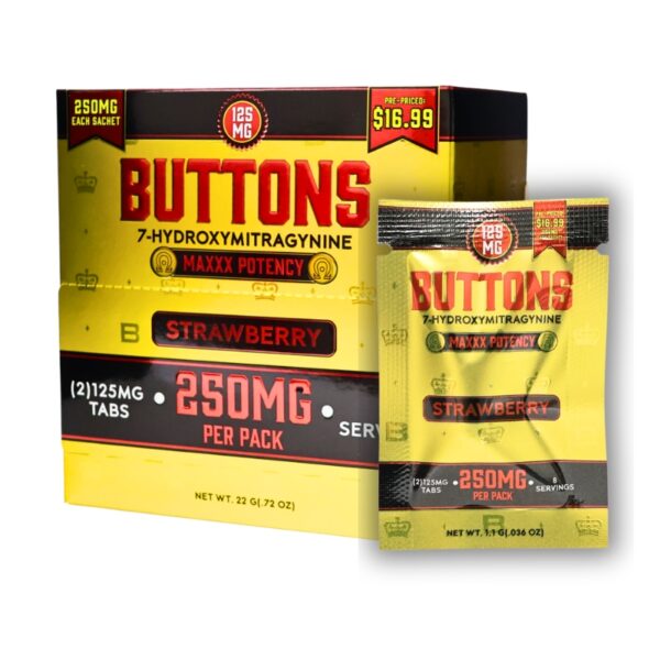 Buttons 7OH Kratom Extract Tablets 250mg 2pk 20ct Display