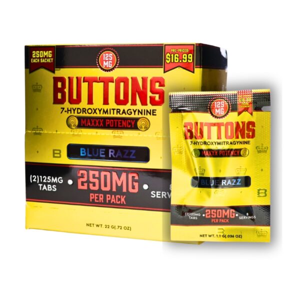 Buttons 7OH Kratom Extract Tablets 250mg 2pk 20ct Display