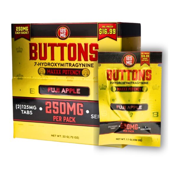 Buttons 7OH Kratom Extract Tablets 250mg 2pk 20ct Display