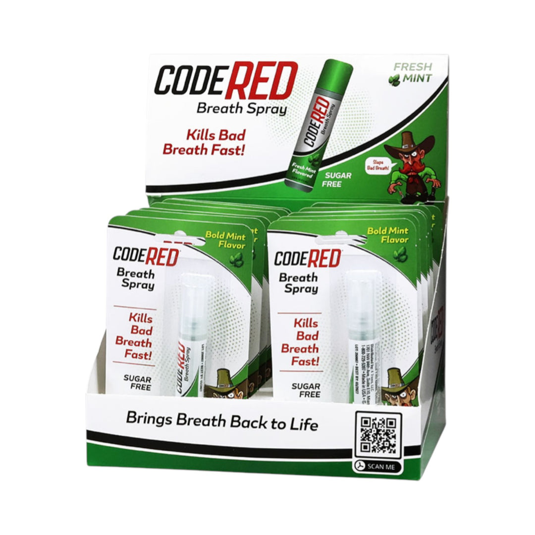 Breath Spray – Code Red Mint, 0.25 fl oz (12 Count Display)