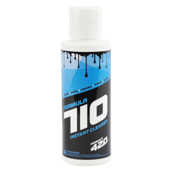 A bottle of Formula 710 Instant Cleaner by Formula 420, featuring a white plastic bottle with a black and blue label, set against a plain white background.