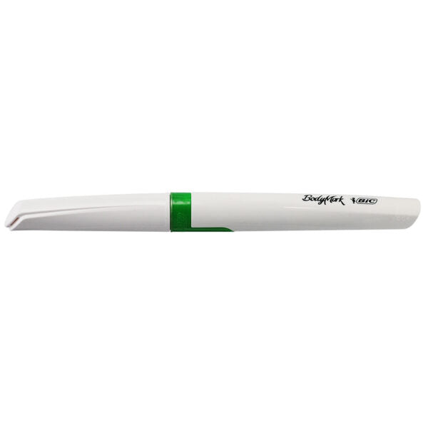 A white Buhlert Vostok pen with a green accent band and black script logo, shown horizontally against a plain white background.