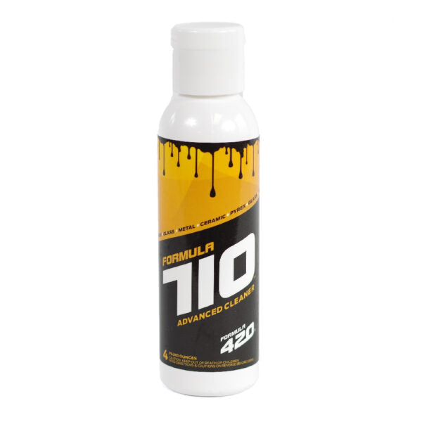 A white plastic bottle of Formula 710 Advanced Cleaner with a black and yellow label, shown against a plain white background.