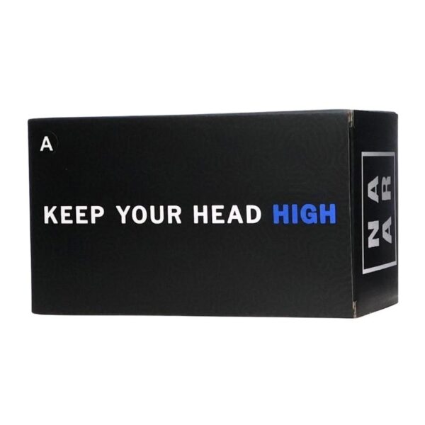 Black box with 'Keep Your Head High' text and NAAR logo on a white background