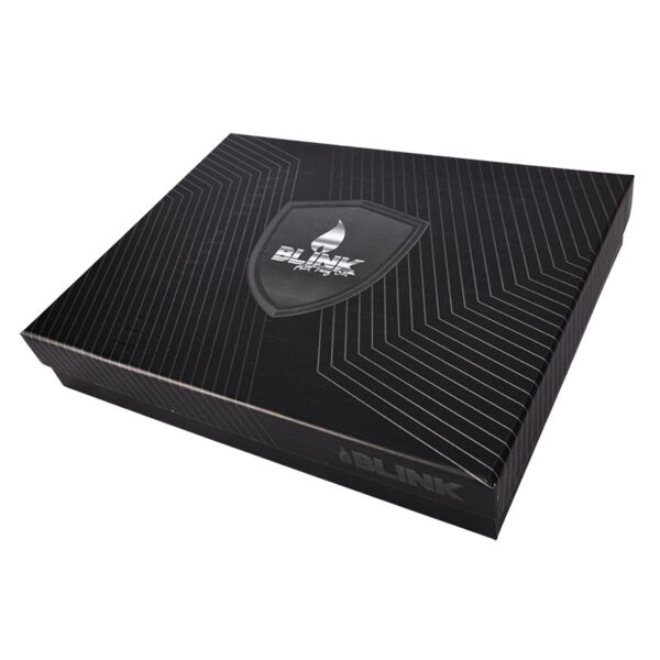Black packaging box with 'Blink' branding on a white background