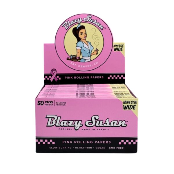 Blazy Susan King Size Wide Rolling Papers 32pk 50ct Display | Pink