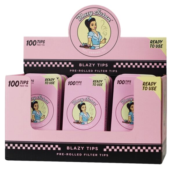 Blazy Susan Pre-Rolled Filter Tips 100pk 12ct Display | Pink
