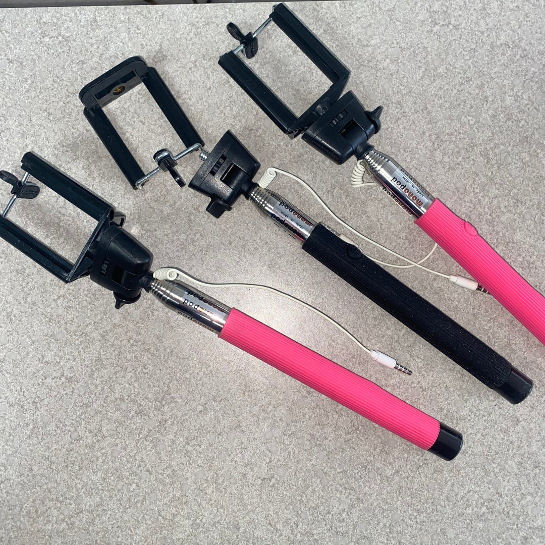 Selfie stick phone monopod with headphone jack connector | 40 inch extendable | Floor model | open box. 1pc randomly selected.