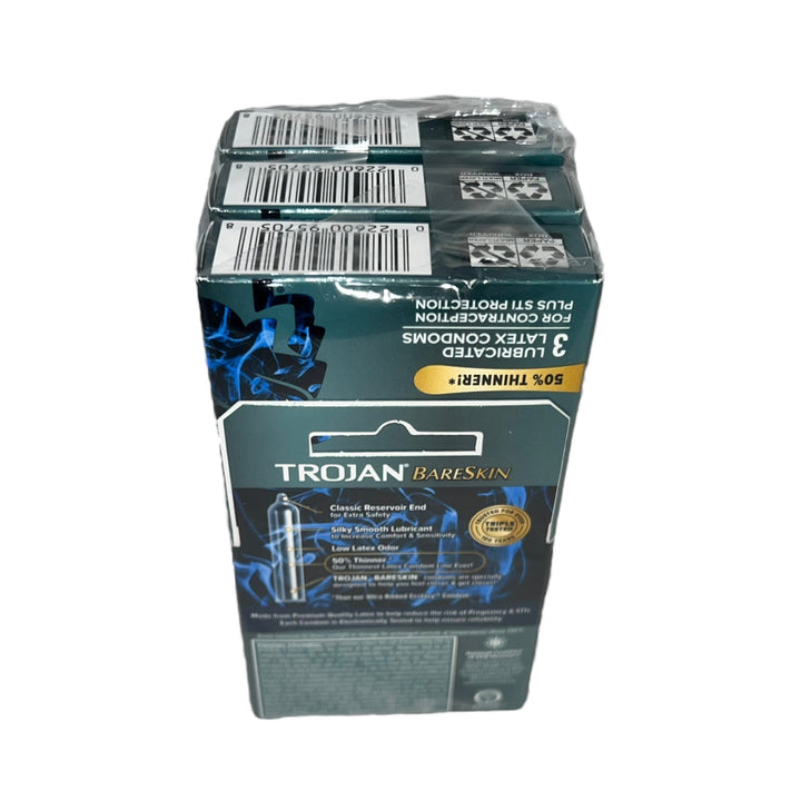 Condom Trojan | 18 Count-Trojan Bareskin 48/3ct/ Master Case/ 4 dozen-10022600957055-Reval Distributor