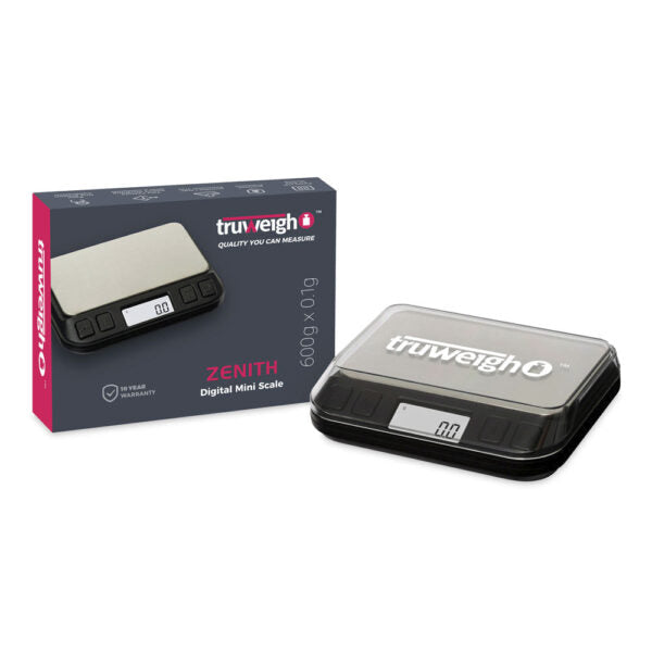 Digital mini scale with truweigh branding on a white background
