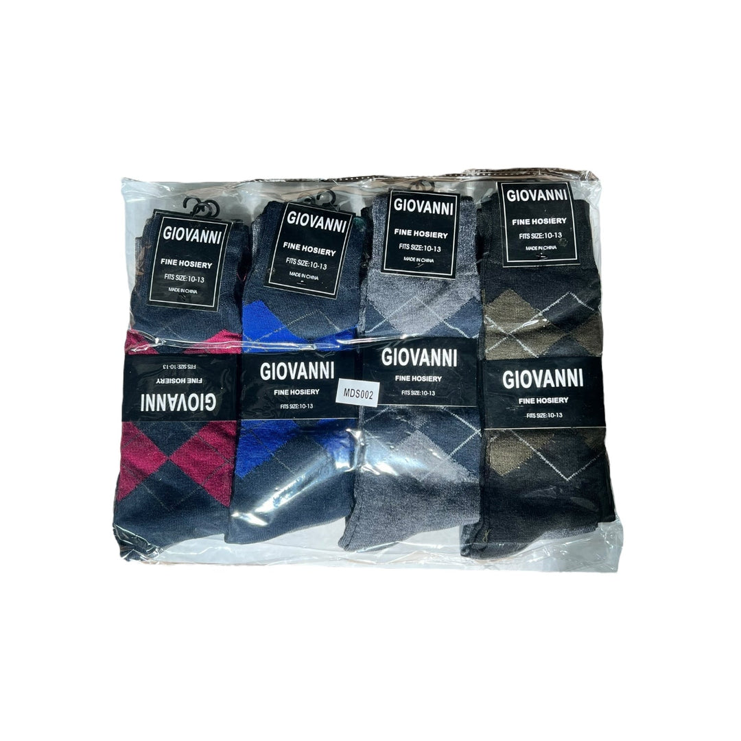 Fine Hosiery Size 10-13 Socks – 12 Pairs-Plaid-10-13-724947110133-Reval Distributor