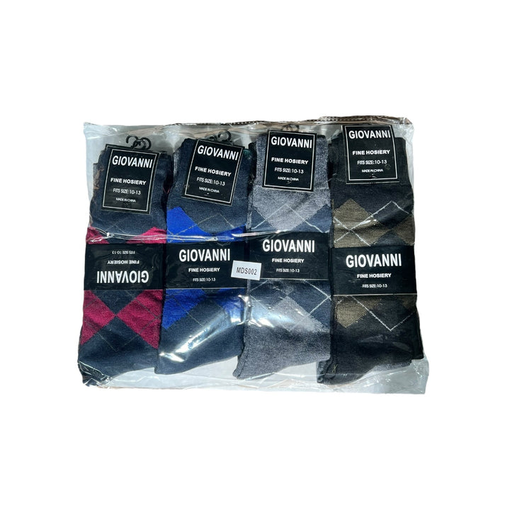 Fine Hosiery Size 10-13 Socks – 12 Pairs-Plaid-10-13-724947110133-Reval Distributor