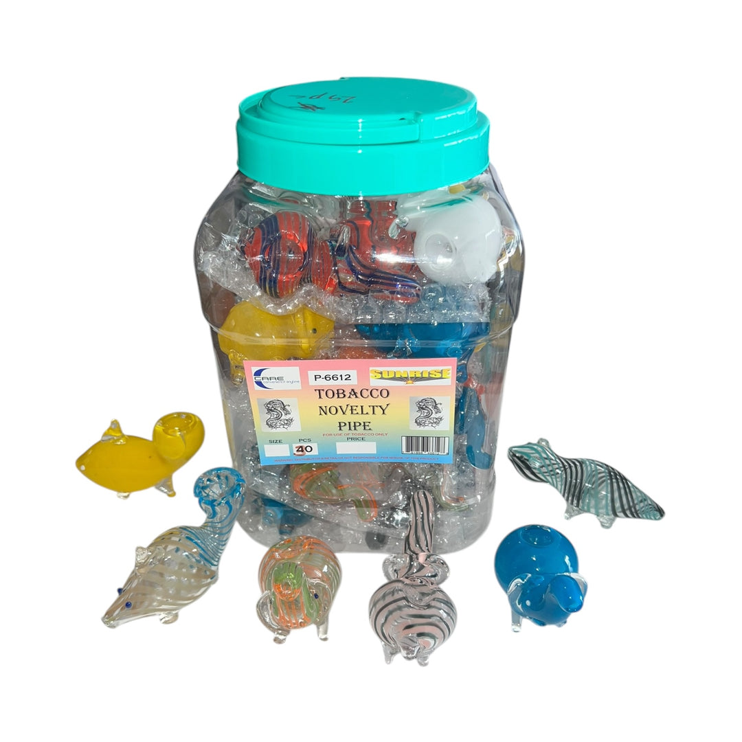 Hand Pipe Glass | Elephant-Mini (Additional Animals Mix)-25-Pack Jar-761856466128-Reval Distributor