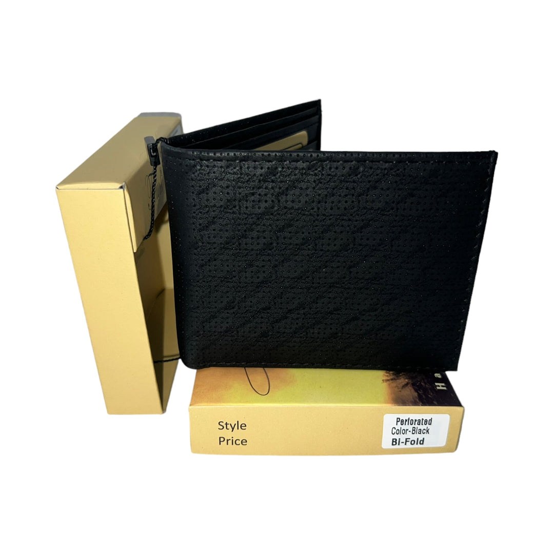 Jems Collection Wallet Reval Distributor Perforated Color-Black Bi-Fold