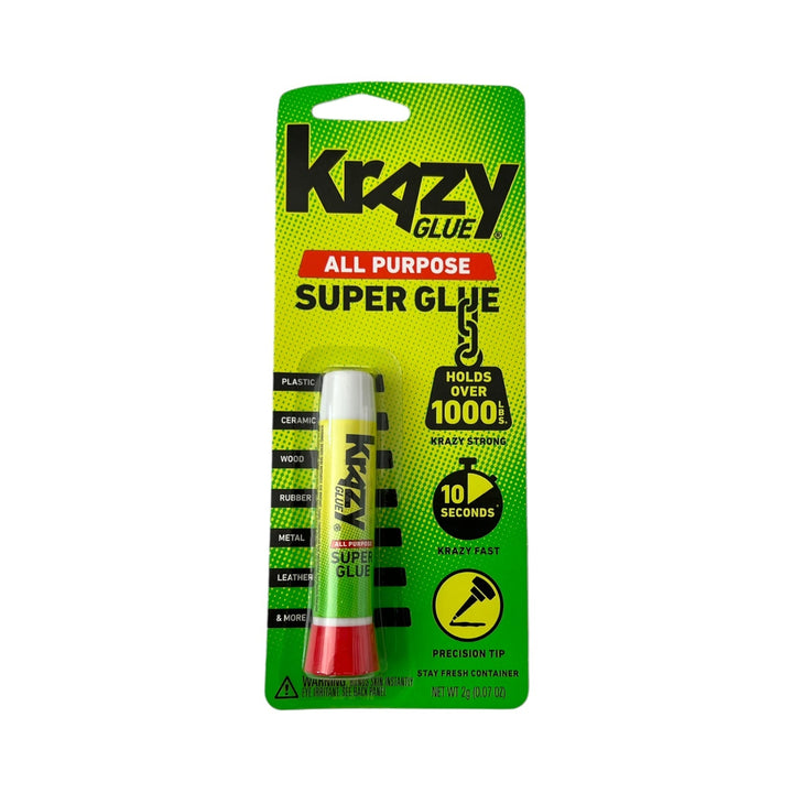 Krazy Glue all-purpose super glue packaging on a white background